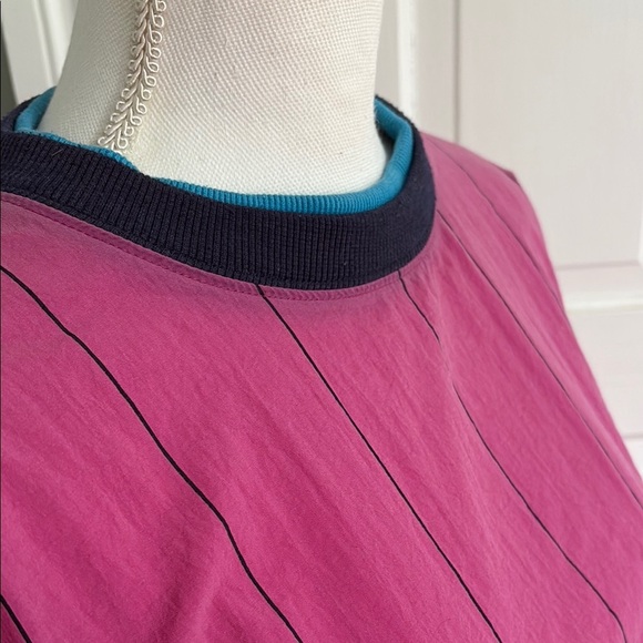 Vintage 1990s Pink Striped Crewneck pullover windbreaker Eddie Bauer size small - Picture 2 of 6